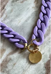 Halsband med bred kedja - Lila 3