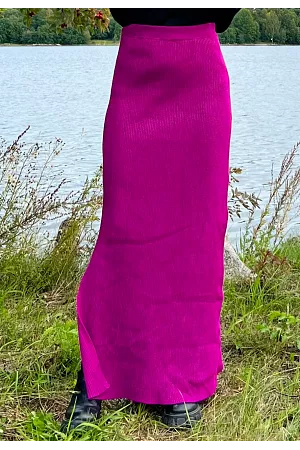 Ribbstickad kjol - Violett