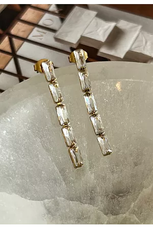 Örhänge - Guld - Strass - Rostfritt stål