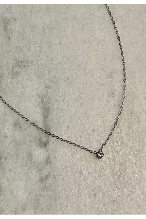 Halsband med Strassten i Rostfritt stål - Silver