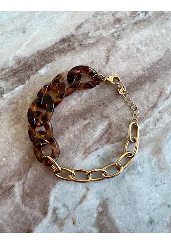 Armband med akrylkedja - Brun 1