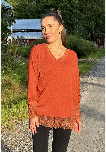 Rost Finstickad Tunn Tröja 1