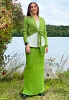 Ribbstickad kjol - Ärtgrön 7