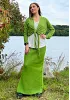Ribbstickad kjol - Ärtgrön 6