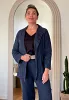 marinblå kritstrecksrandiga linnekavaj 11
